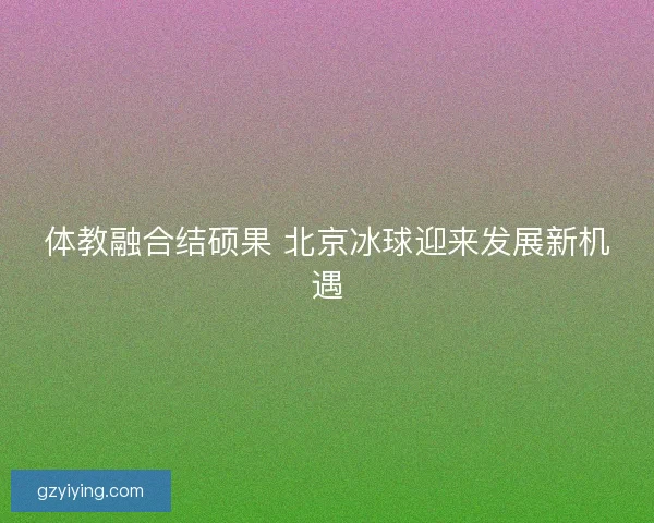 体教融合结硕果 北京冰球迎来发展新机遇